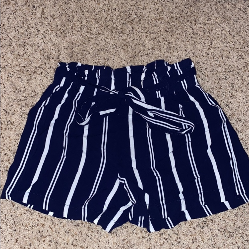 Blue and White Striped Shorts